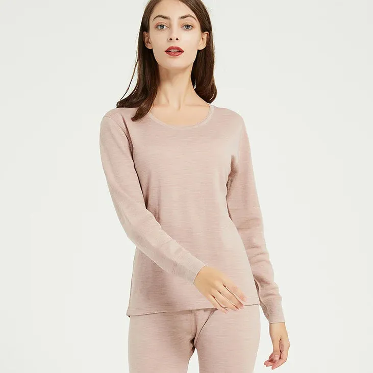 100% Merino Wool Women's Thermal Underwear Set - Thick & Warm Winter Base Layer