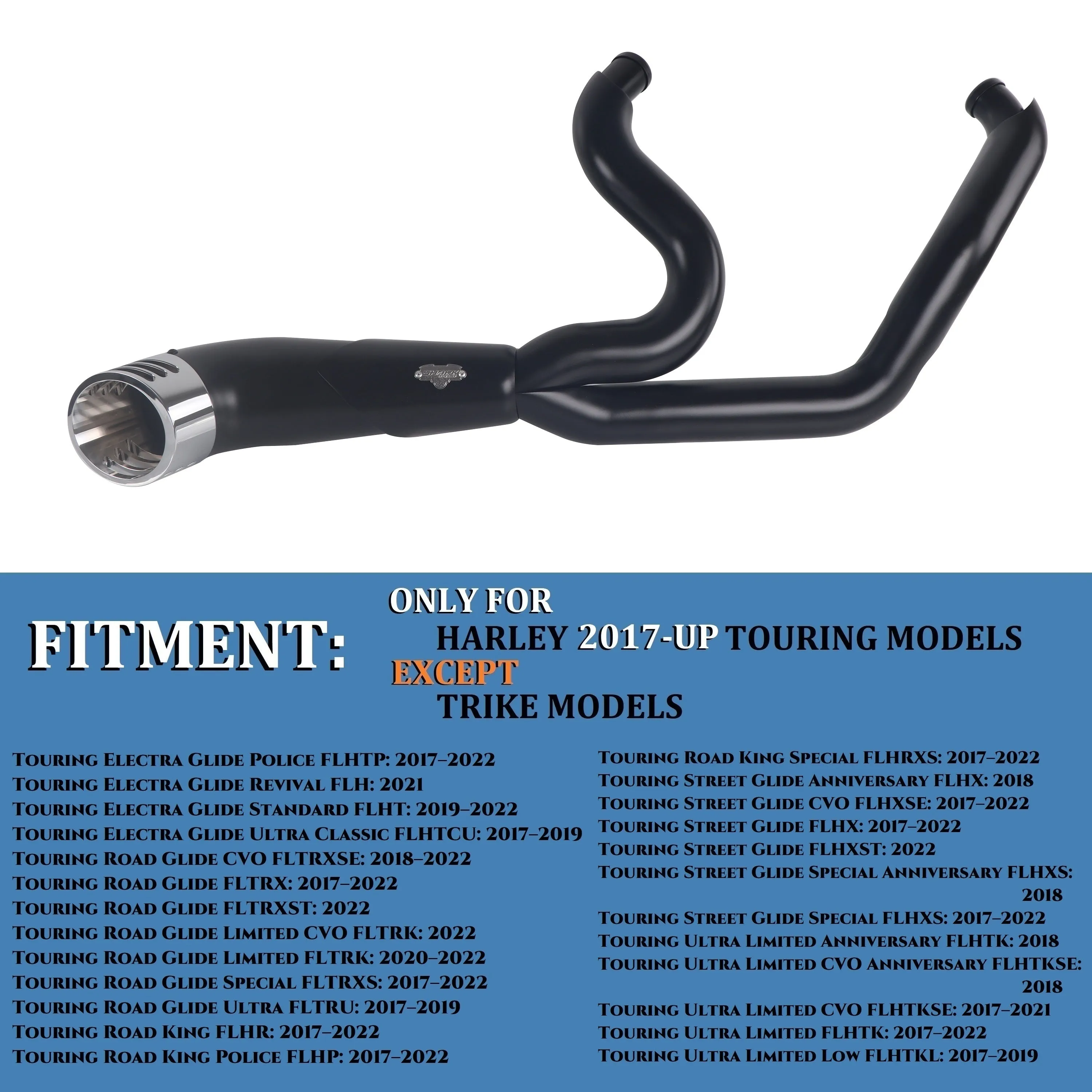 2 Into 1 Exhaust For Harley Touring 2017-up Models, Amazing Deep Rumble Sound