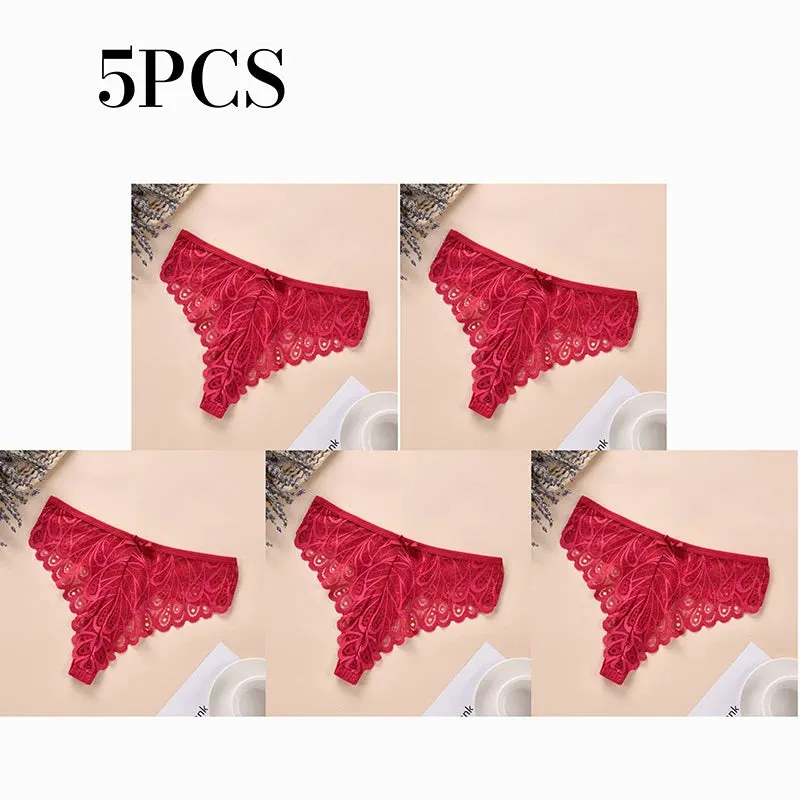 3/5Pcs Women Panties Plus Size Sexy Cotton Thong G-string Underwear Low-rise Female Briefs Ladies Underpants Solid Color Panties