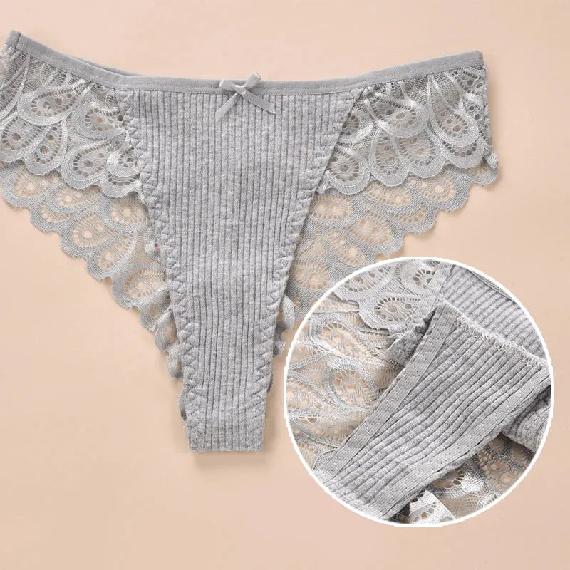 3/5Pcs Women Panties Plus Size Sexy Cotton Thong G-string Underwear Low-rise Female Briefs Ladies Underpants Solid Color Panties
