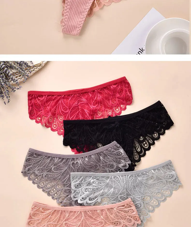 3/5Pcs Women Panties Plus Size Sexy Cotton Thong G-string Underwear Low-rise Female Briefs Ladies Underpants Solid Color Panties