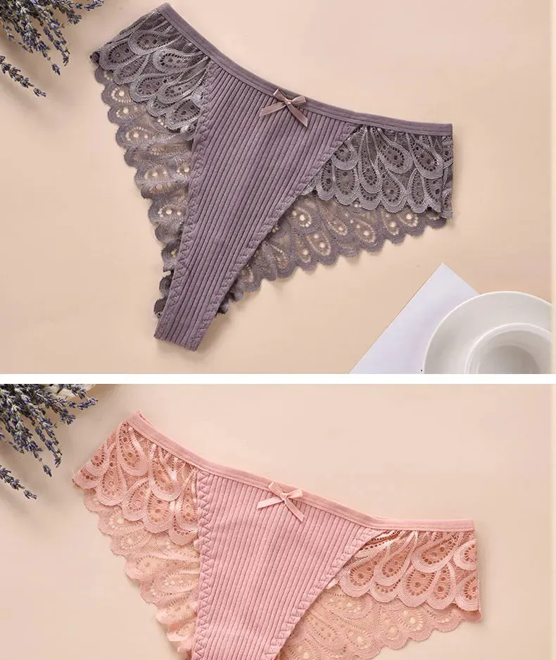 3/5Pcs Women Panties Plus Size Sexy Cotton Thong G-string Underwear Low-rise Female Briefs Ladies Underpants Solid Color Panties