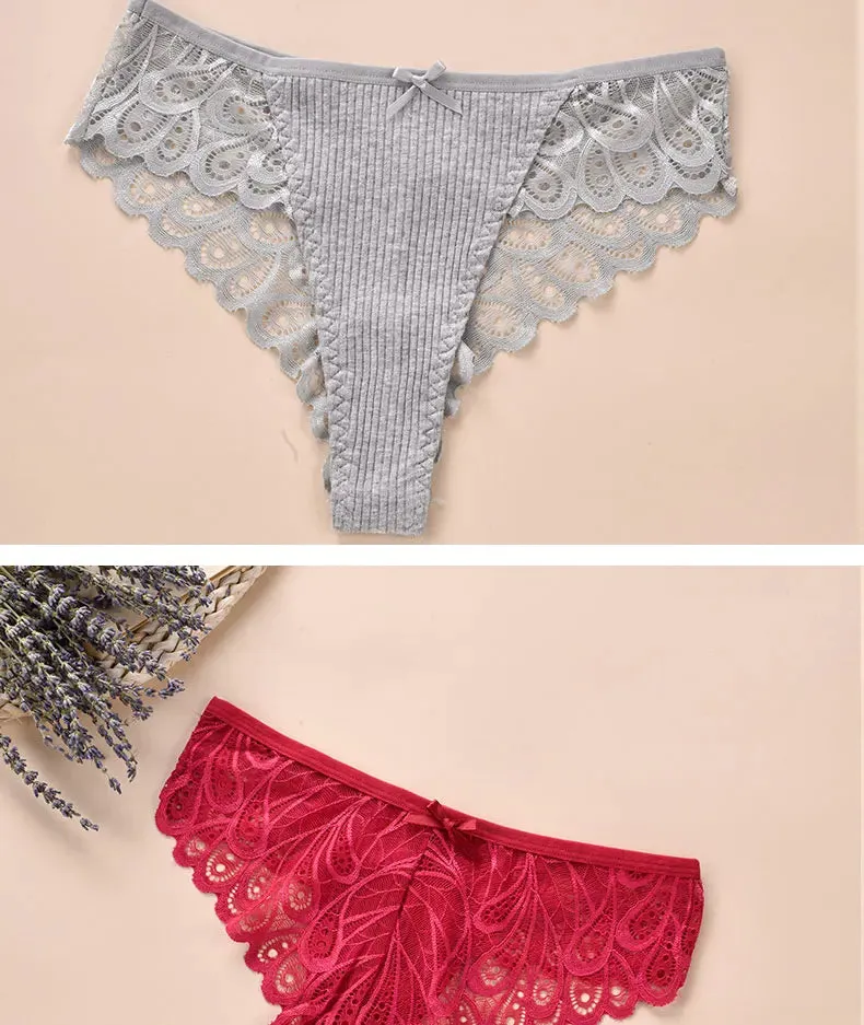 3/5Pcs Women Panties Plus Size Sexy Cotton Thong G-string Underwear Low-rise Female Briefs Ladies Underpants Solid Color Panties