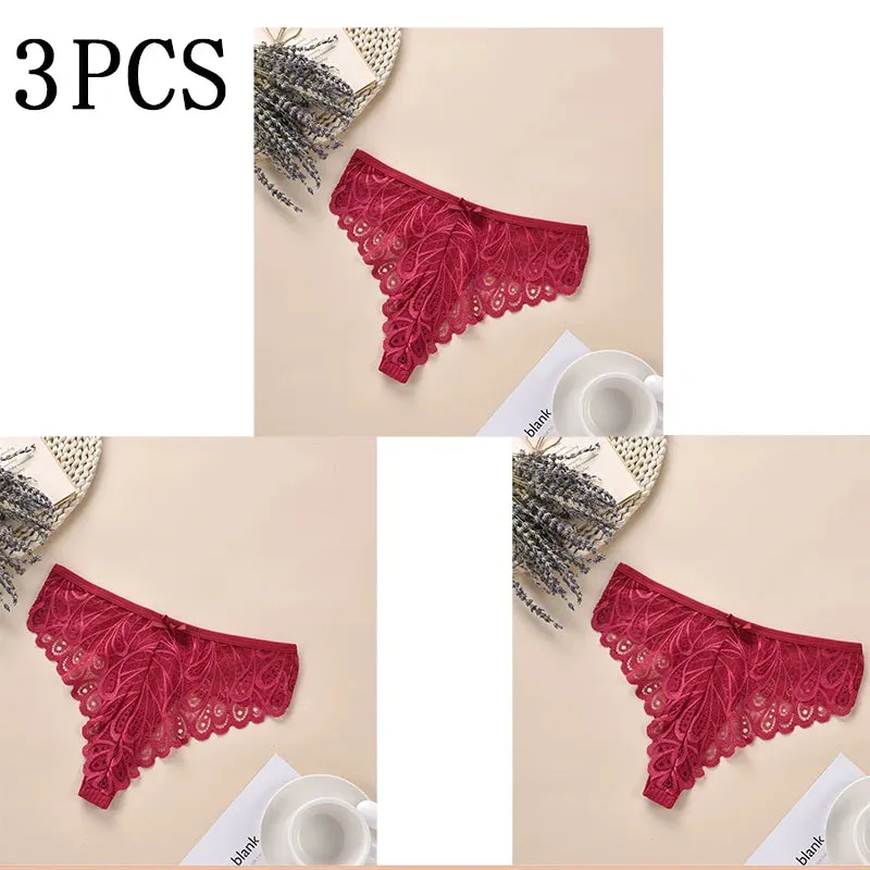 3/5Pcs Women Panties Plus Size Sexy Cotton Thong G-string Underwear Low-rise Female Briefs Ladies Underpants Solid Color Panties