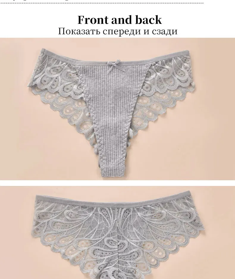 3/5Pcs Women Panties Plus Size Sexy Cotton Thong G-string Underwear Low-rise Female Briefs Ladies Underpants Solid Color Panties
