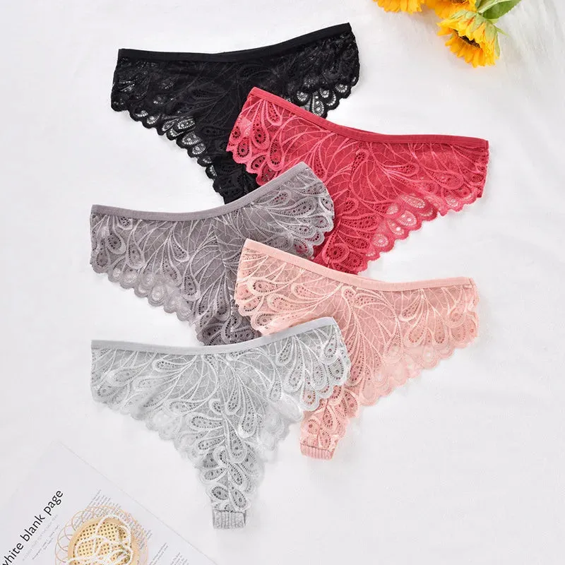 3/5Pcs Women Panties Plus Size Sexy Cotton Thong G-string Underwear Low-rise Female Briefs Ladies Underpants Solid Color Panties