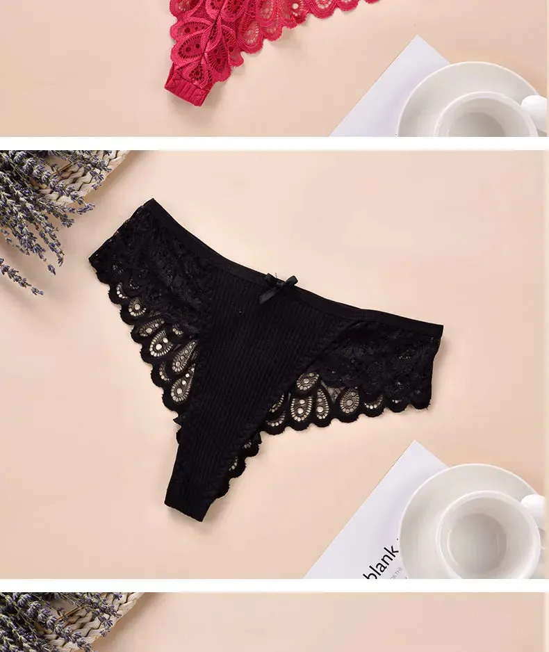 3/5Pcs Women Panties Plus Size Sexy Cotton Thong G-string Underwear Low-rise Female Briefs Ladies Underpants Solid Color Panties