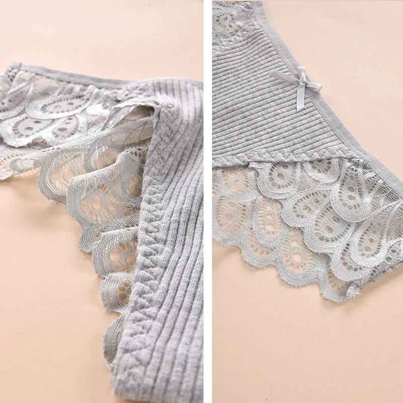 3/5Pcs Women Panties Plus Size Sexy Cotton Thong G-string Underwear Low-rise Female Briefs Ladies Underpants Solid Color Panties