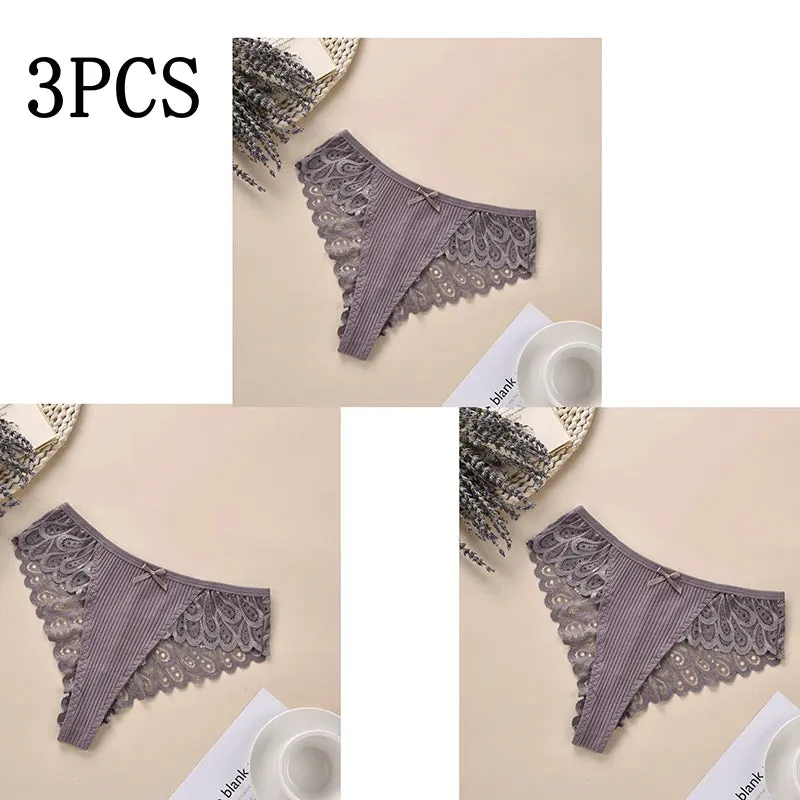3/5Pcs Women Panties Plus Size Sexy Cotton Thong G-string Underwear Low-rise Female Briefs Ladies Underpants Solid Color Panties