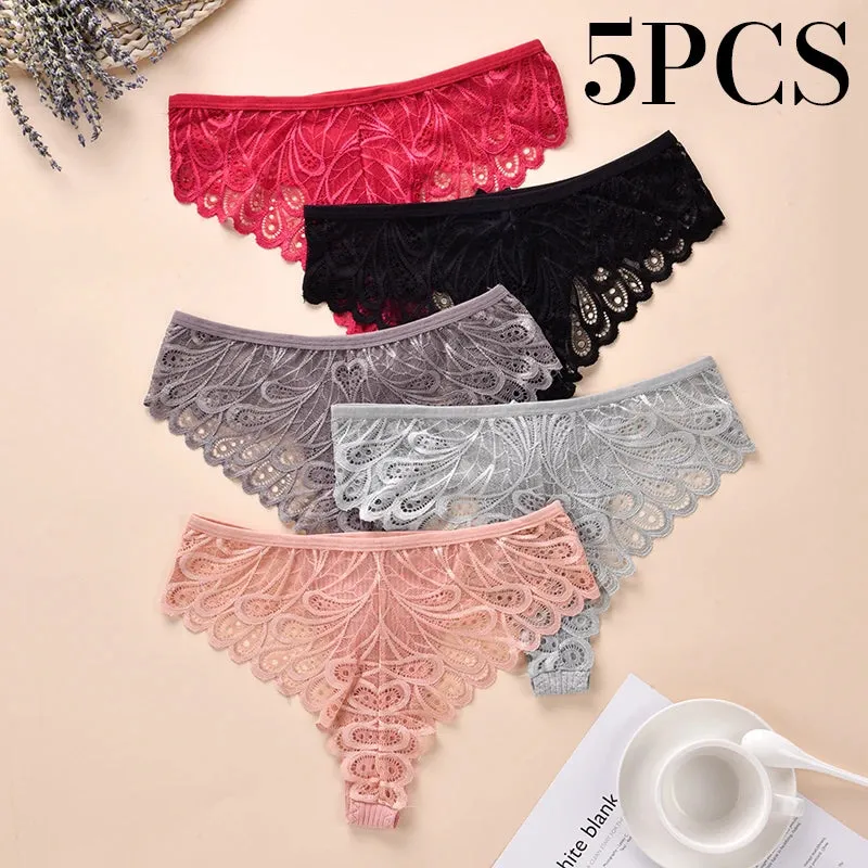 3/5Pcs Women Panties Plus Size Sexy Cotton Thong G-string Underwear Low-rise Female Briefs Ladies Underpants Solid Color Panties