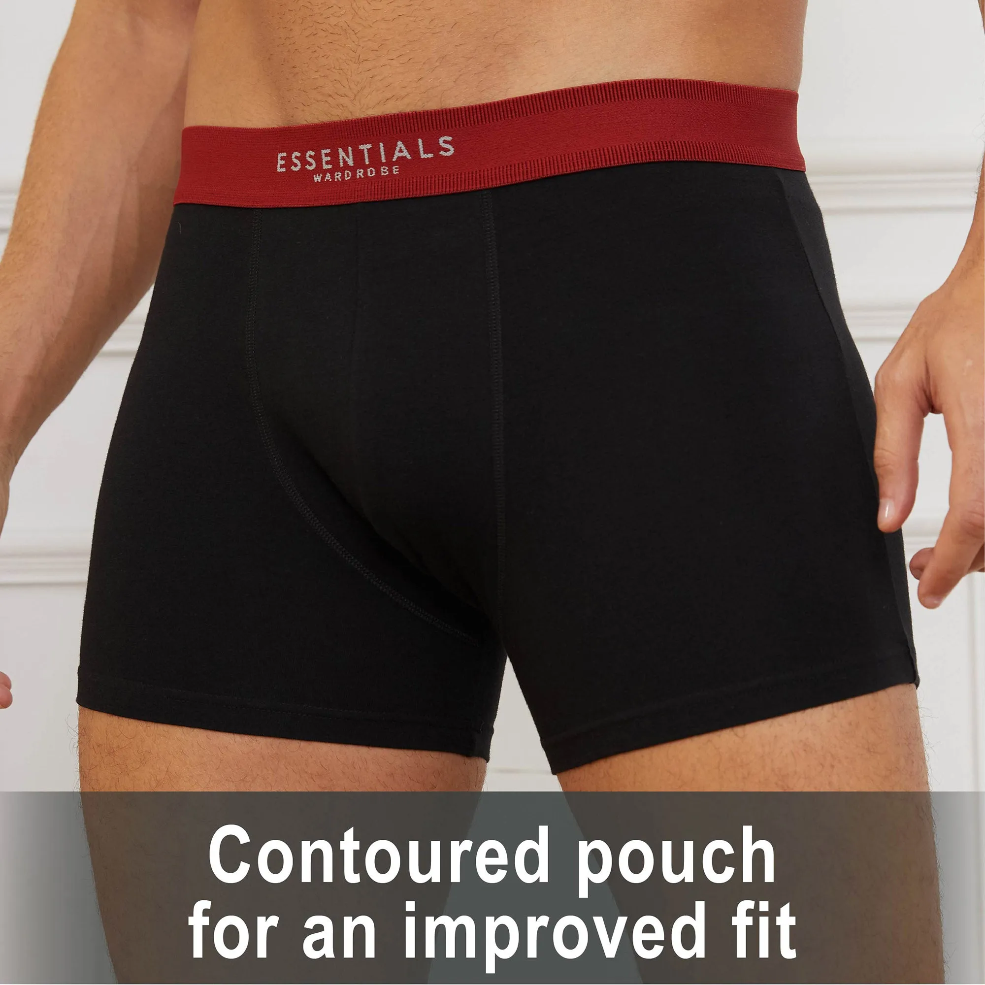 6PK Mens Boxer Premium Black - Contrast Wb