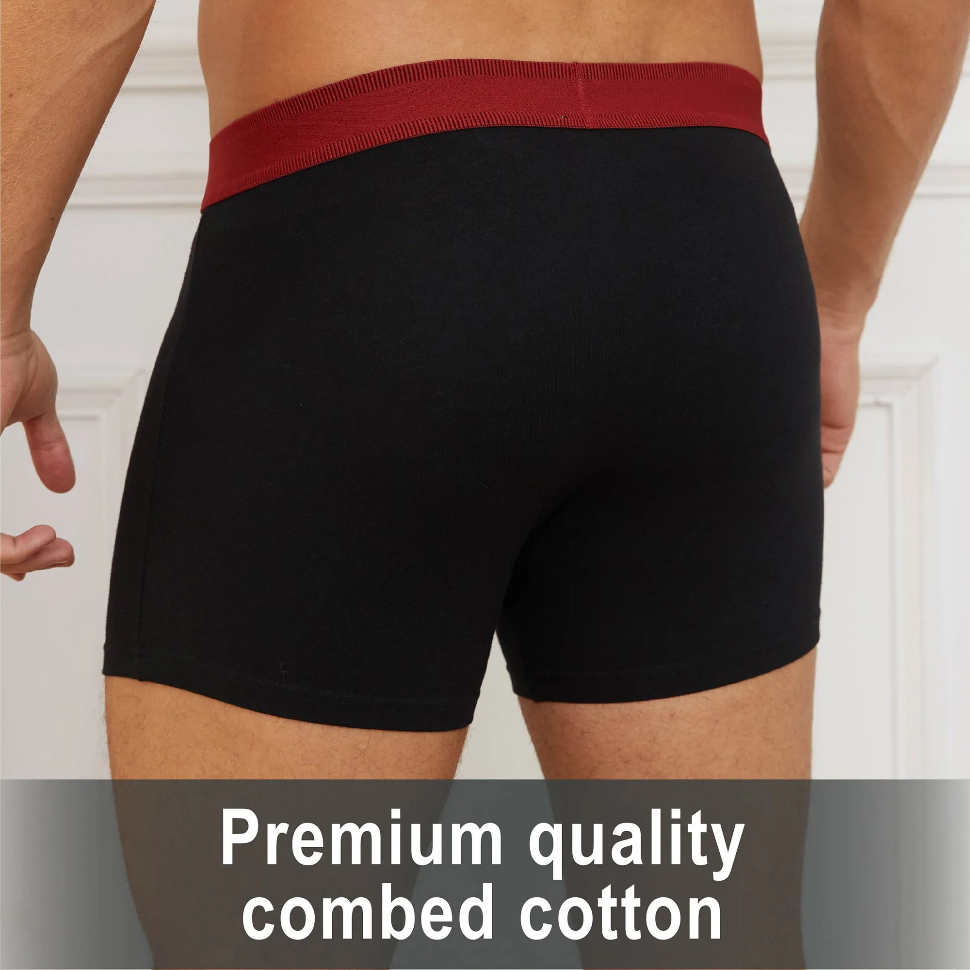 6PK Mens Boxer Premium Black - Contrast Wb