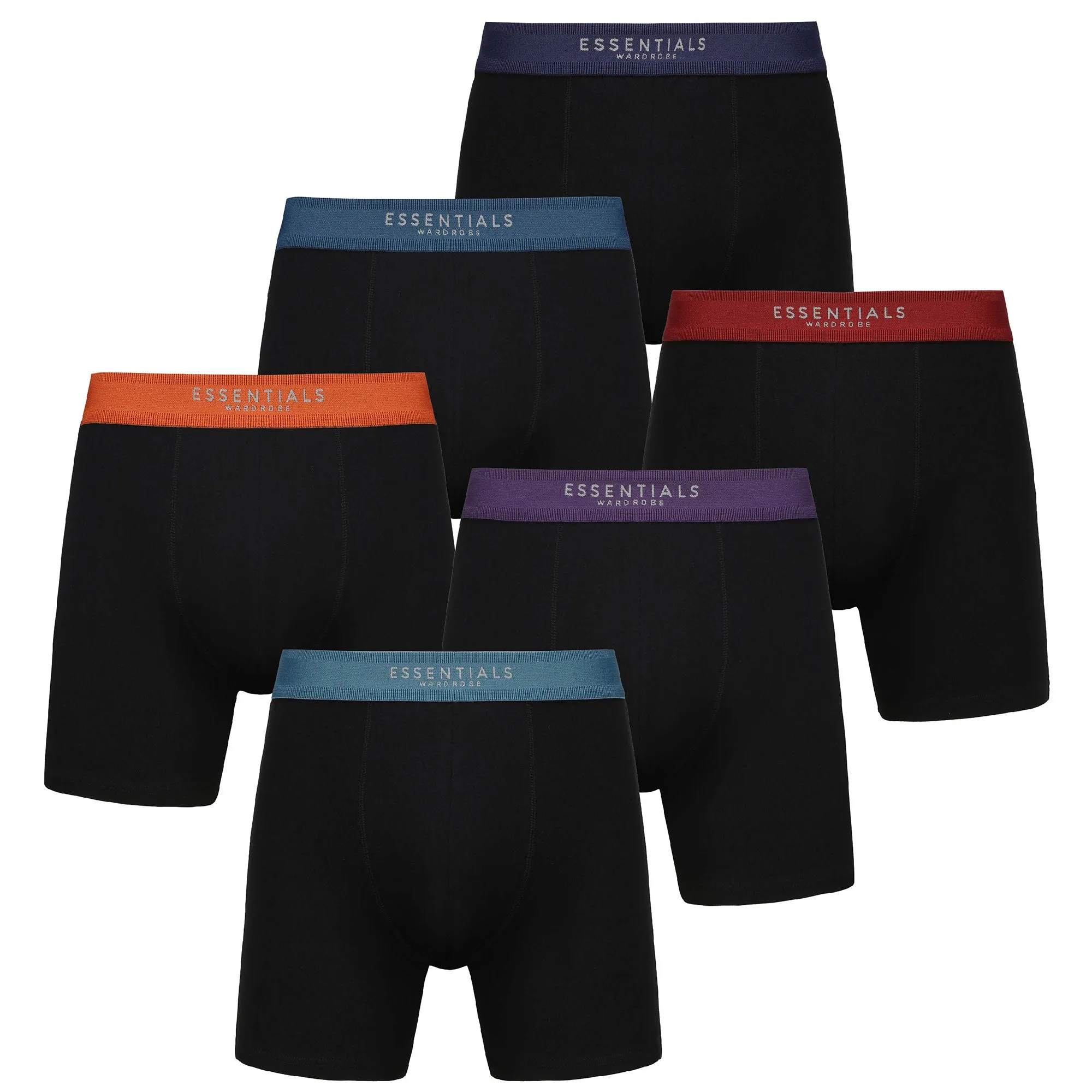 6PK Mens Boxer Premium Black - Contrast Wb