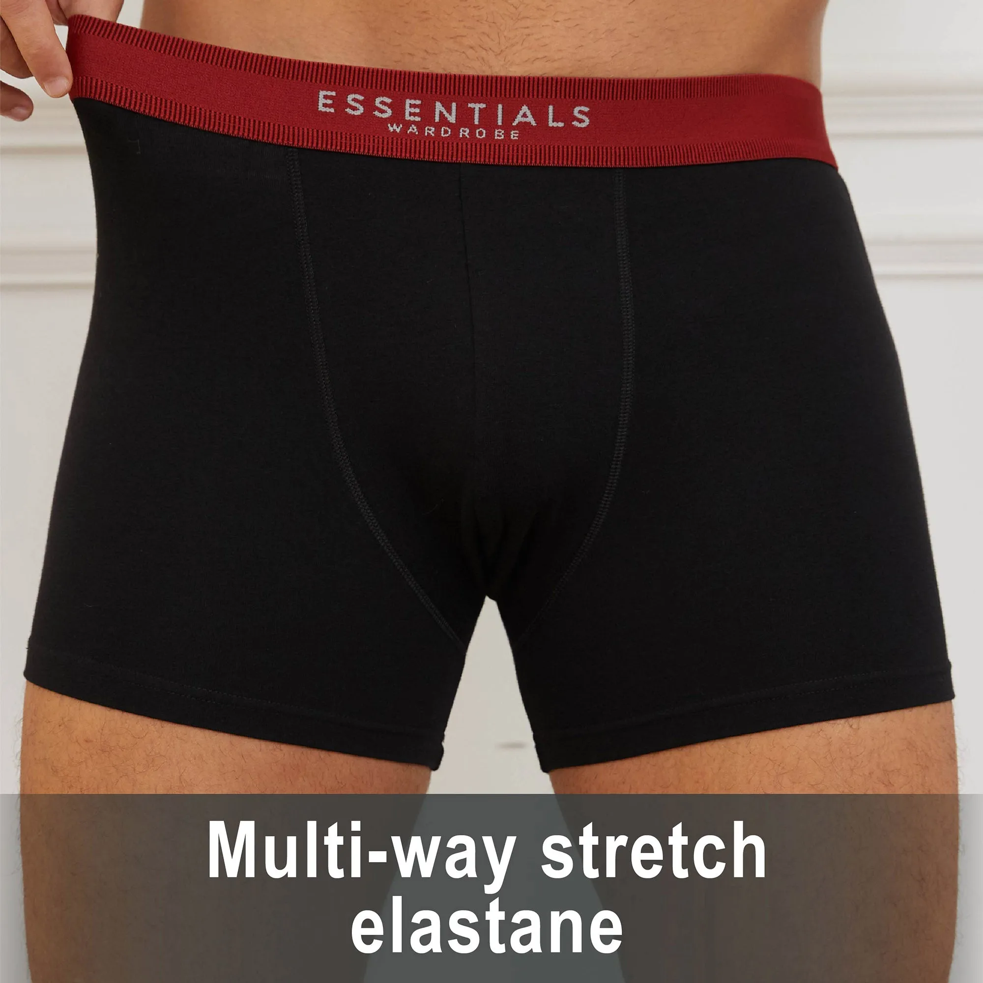 6PK Mens Boxer Premium Black - Contrast Wb