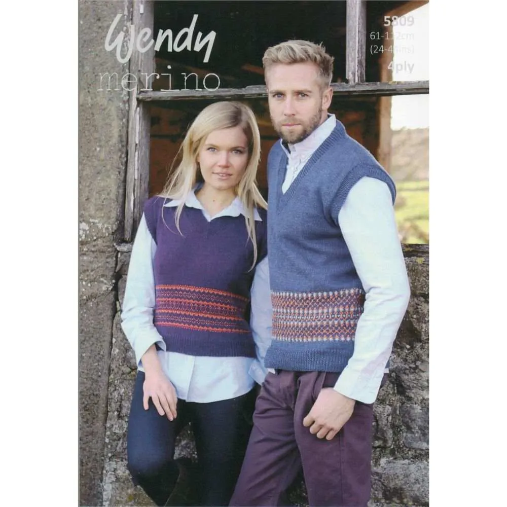 Adult Slipover with Fairisle Border Knitting Pattern (5809)