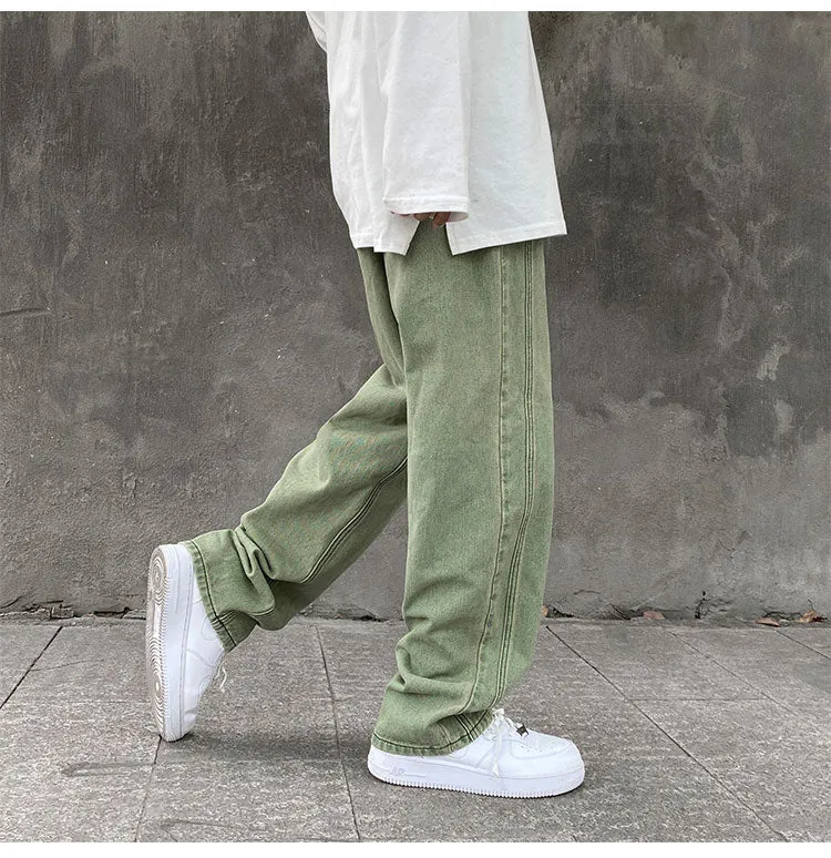 Aidase Purple Green jeans men Loose Stylish pants Hiphop clothing Big sizes xxxl 4xl 5xl Autumn Winter Spring Men's Jeans Pants