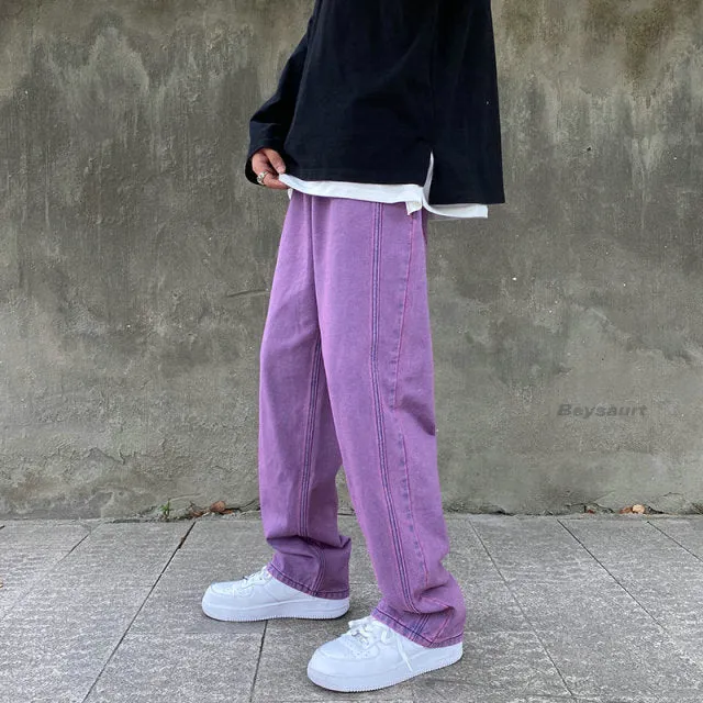 Aidase Purple Green jeans men Loose Stylish pants Hiphop clothing Big sizes xxxl 4xl 5xl Autumn Winter Spring Men's Jeans Pants
