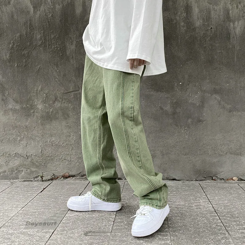 Aidase Purple Green jeans men Loose Stylish pants Hiphop clothing Big sizes xxxl 4xl 5xl Autumn Winter Spring Men's Jeans Pants