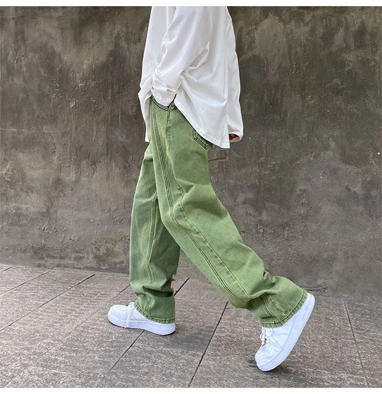 Aidase Purple Green jeans men Loose Stylish pants Hiphop clothing Big sizes xxxl 4xl 5xl Autumn Winter Spring Men's Jeans Pants