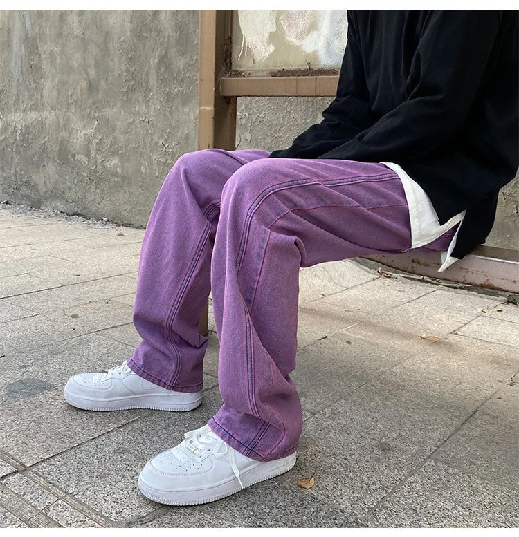 Aidase Purple Green jeans men Loose Stylish pants Hiphop clothing Big sizes xxxl 4xl 5xl Autumn Winter Spring Men's Jeans Pants