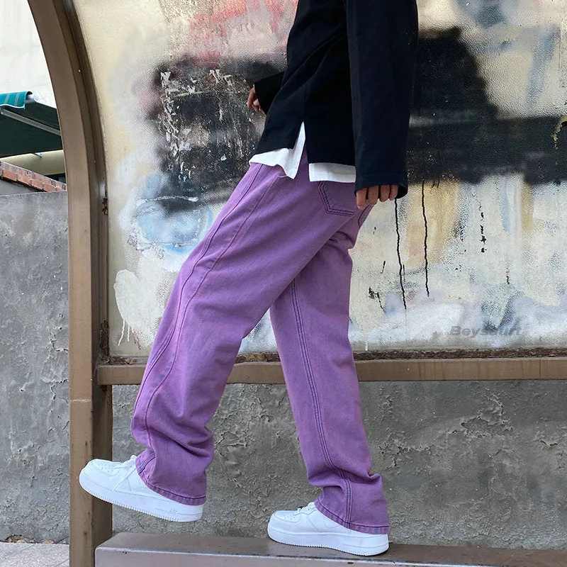 Aidase Purple Green jeans men Loose Stylish pants Hiphop clothing Big sizes xxxl 4xl 5xl Autumn Winter Spring Men's Jeans Pants