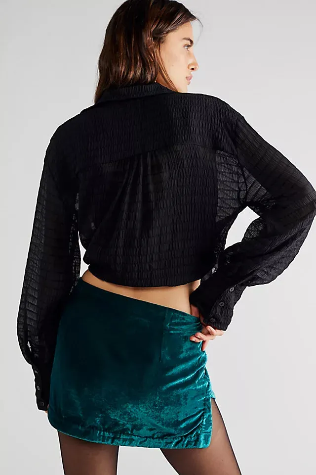 Annalise Velvet Mini Skirt Deep Teal