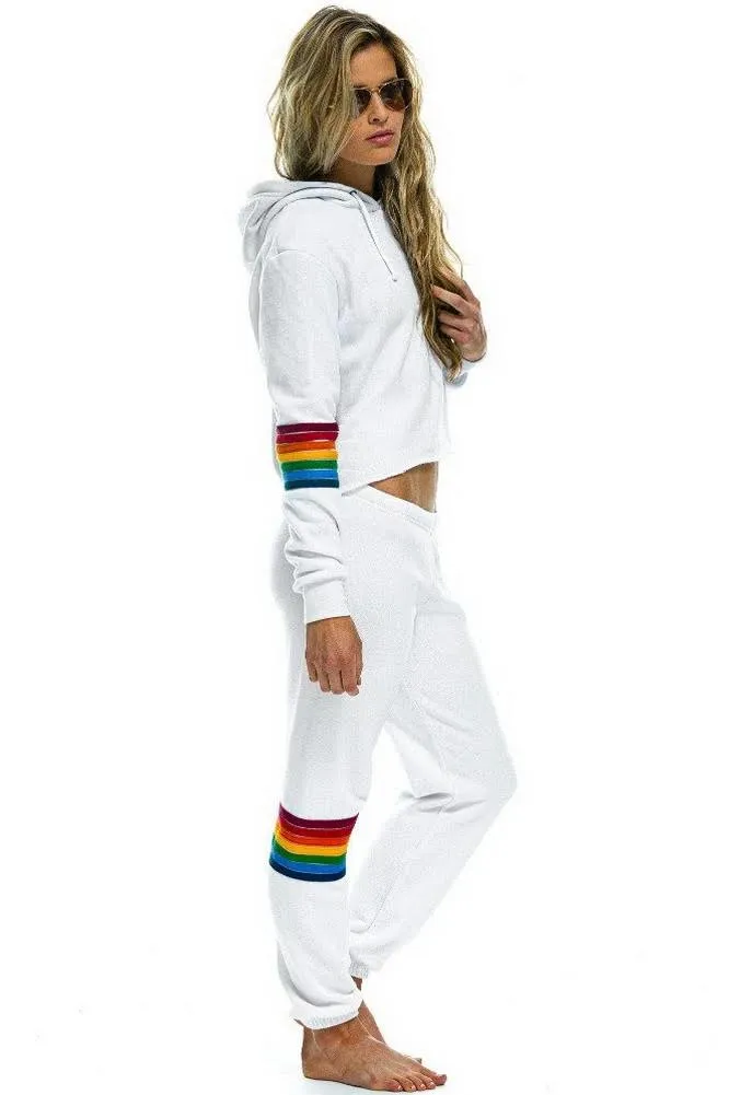 Aviator Nation Stitched Rainbow Sweatpants in White