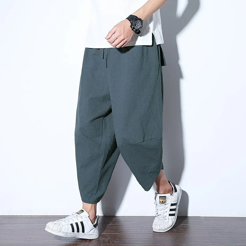 Baggy Cotton Harem Pants Men Summer Japanese Vintage Striped Men Women Hip Hop Plus Size Wide Leg Pants Pantalon