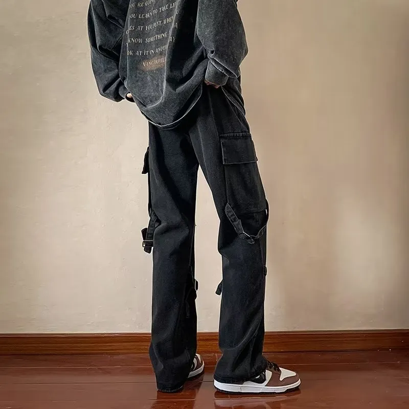 Baggy Jeans Trousers Male Denim Pants Black Wide Leg Pants Men's Jeans Loose Casual Korean Streetwear Hip Hop Harajuku