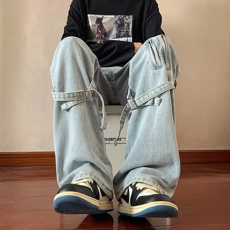 Baggy Jeans Trousers Male Denim Pants Black Wide Leg Pants Men's Jeans Loose Casual Korean Streetwear Hip Hop Harajuku