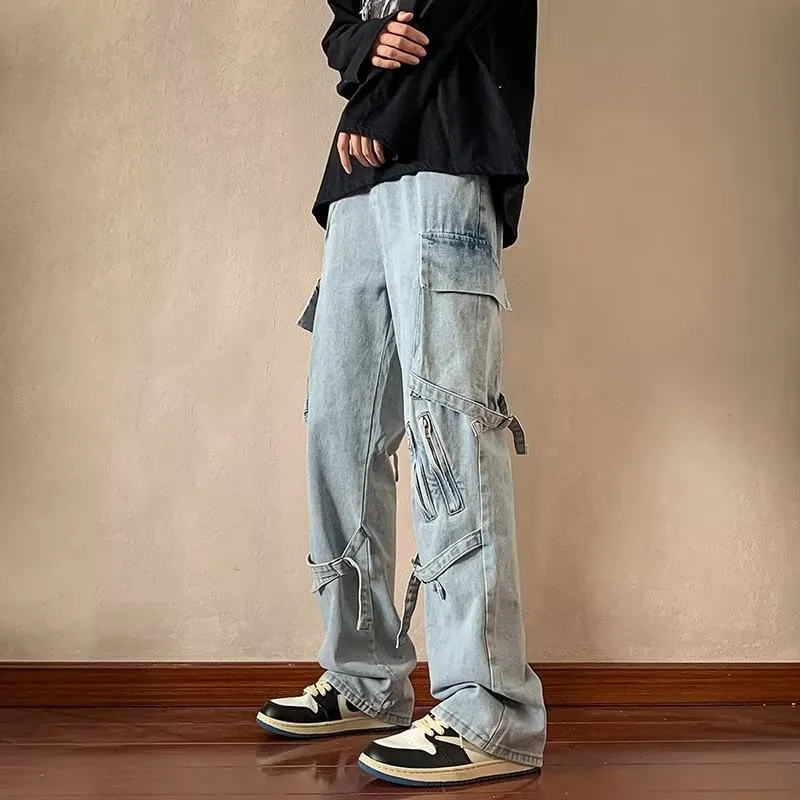 Baggy Jeans Trousers Male Denim Pants Black Wide Leg Pants Men's Jeans Loose Casual Korean Streetwear Hip Hop Harajuku