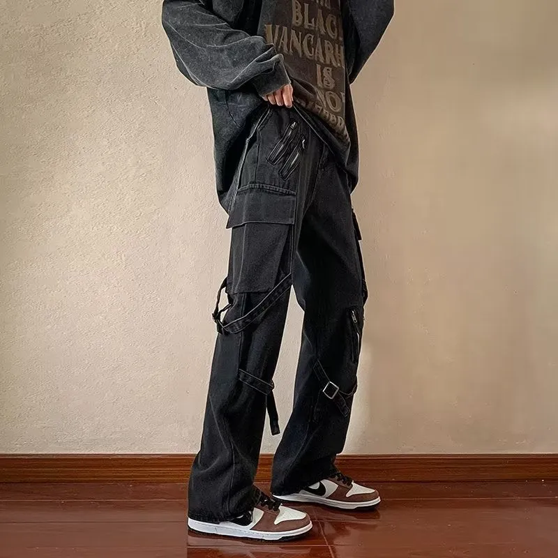 Baggy Jeans Trousers Male Denim Pants Black Wide Leg Pants Men's Jeans Loose Casual Korean Streetwear Hip Hop Harajuku