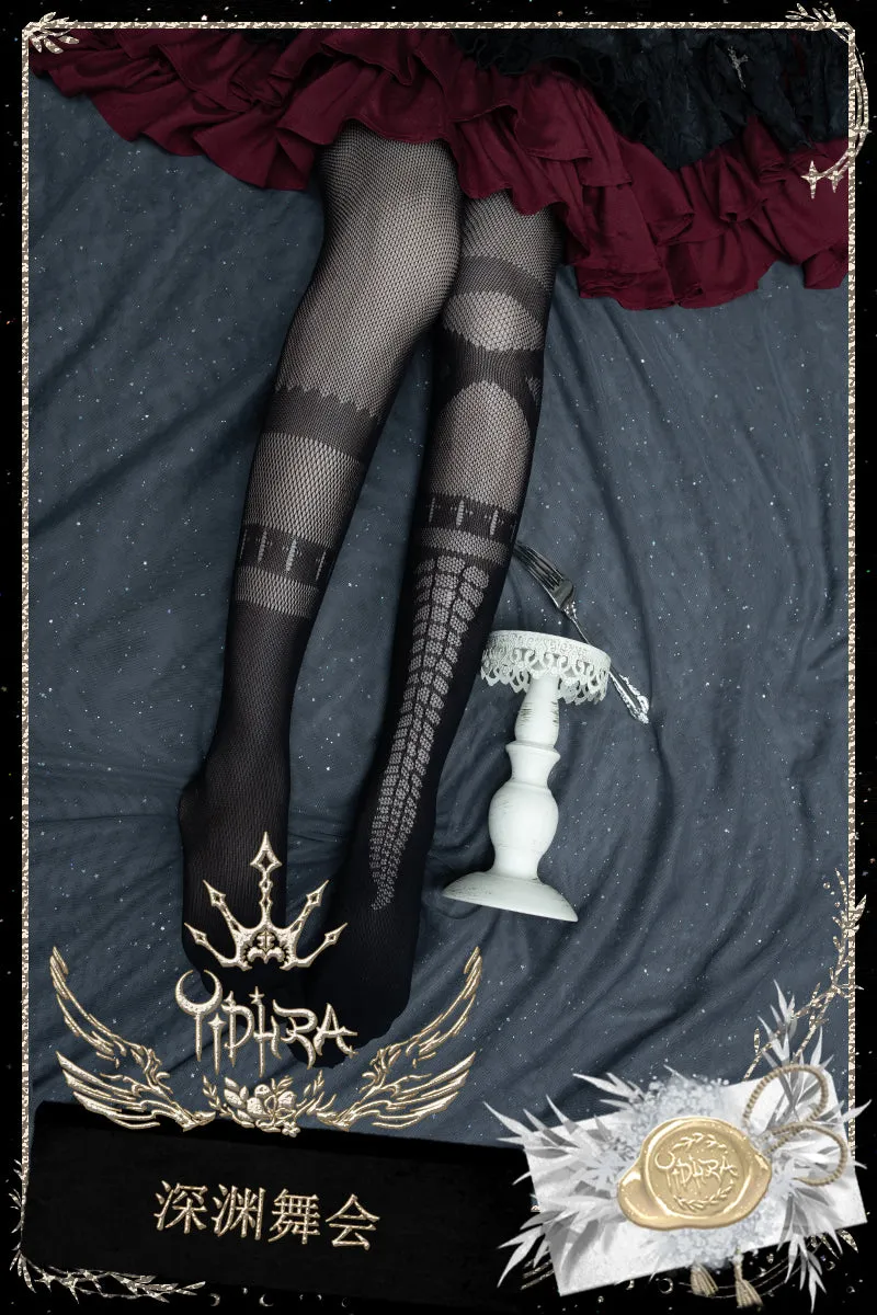 Ball of the Abyss ~ Gothic Summer Tights Black Mesh Pantyhose by Yidhra