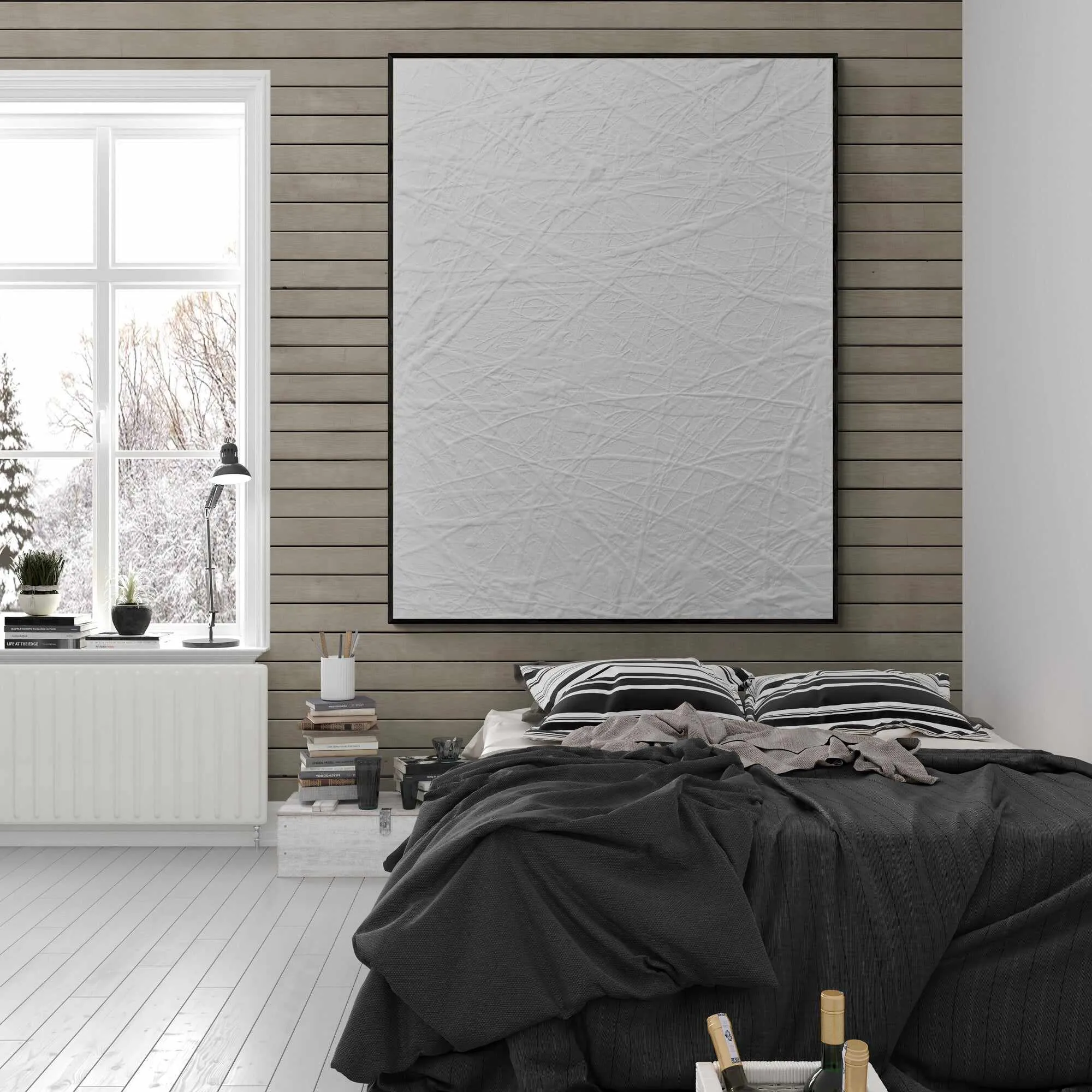 Big White Lines 140cm x 180cm White Textured Abstract Painting (SOLD)