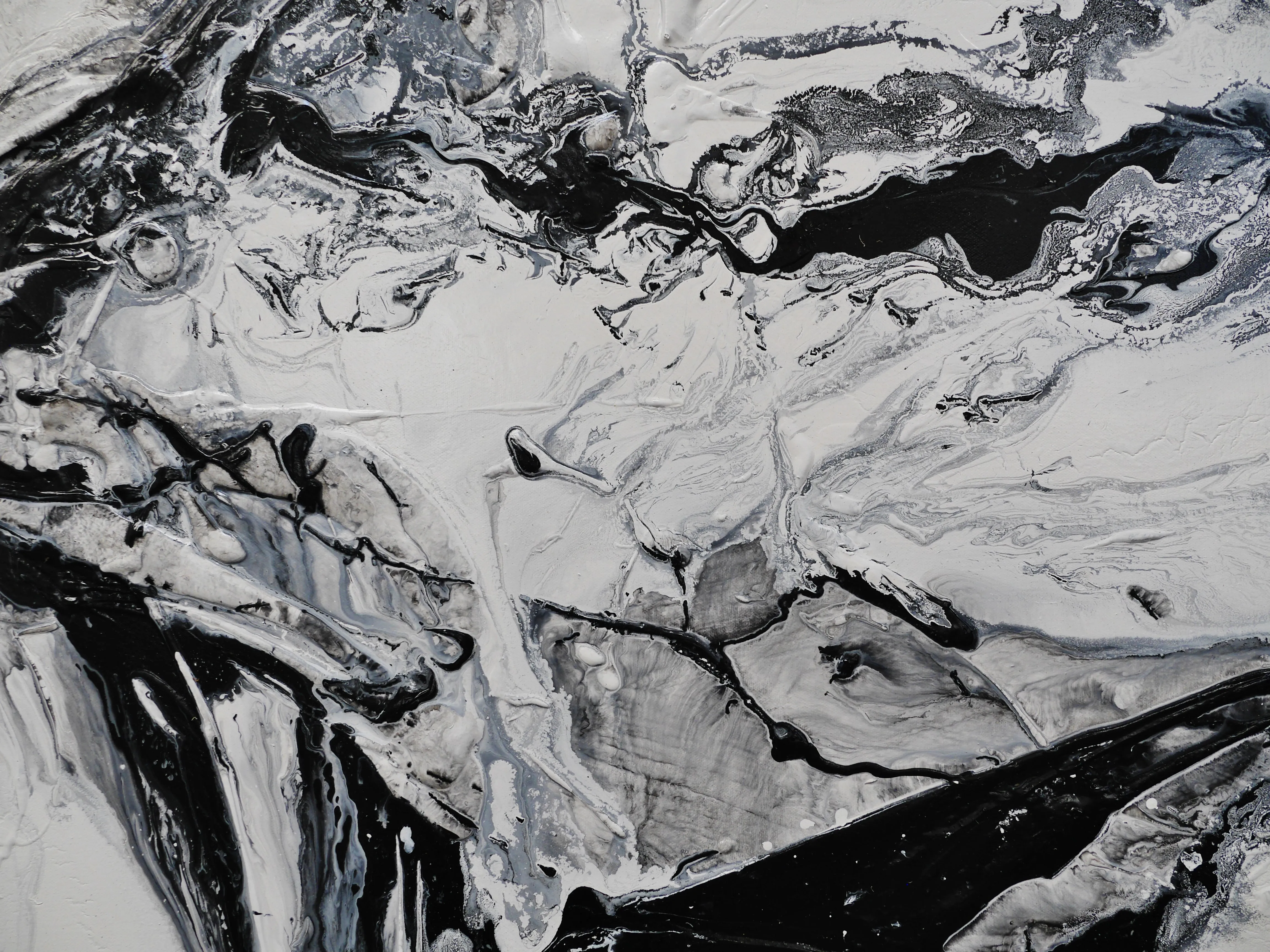 Black Haze 190cm x 100cm Black White Textured Abstract Painting (SOLD)