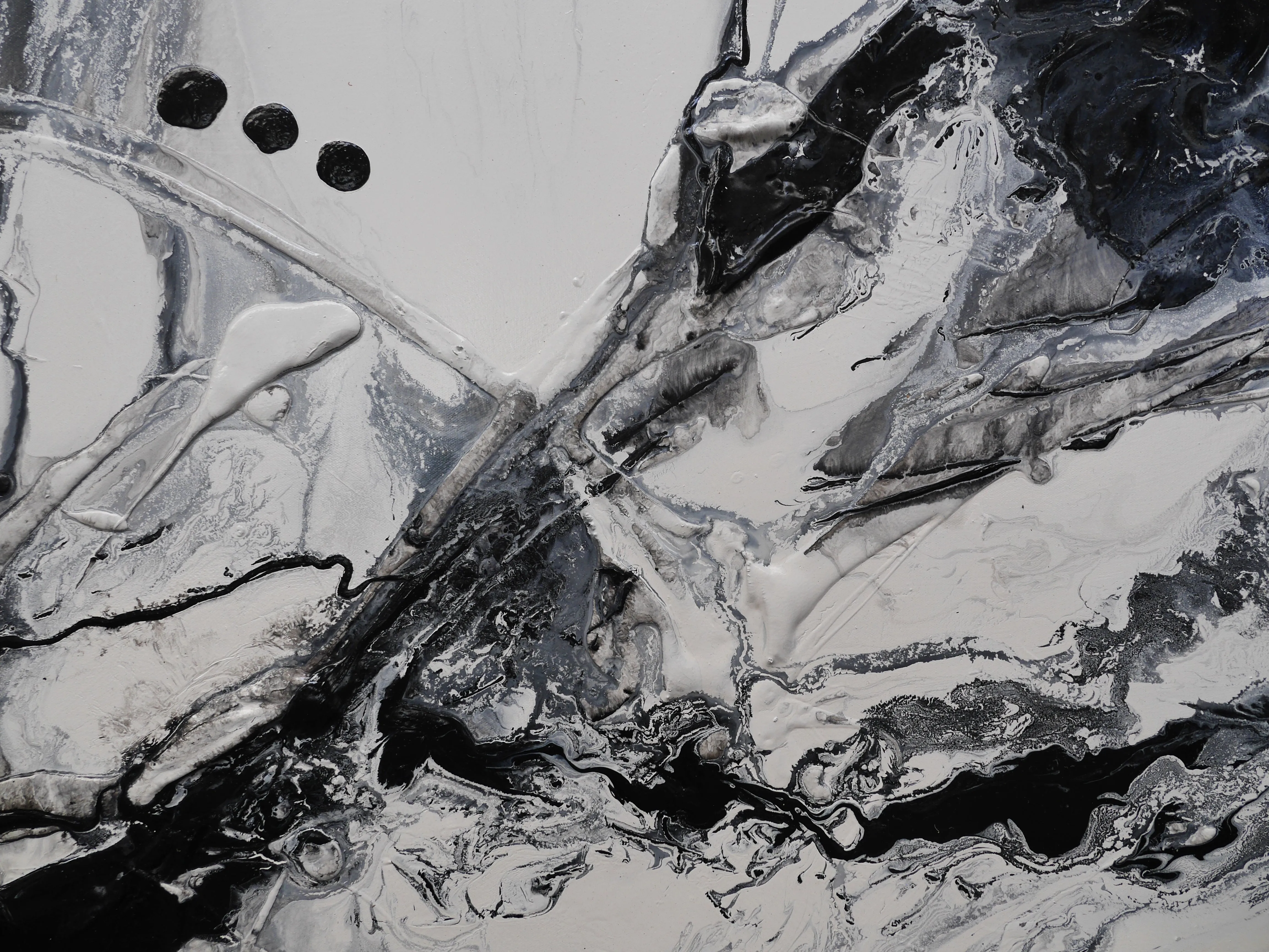 Black Haze 190cm x 100cm Black White Textured Abstract Painting (SOLD)
