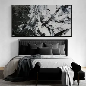 Black Haze 190cm x 100cm Black White Textured Abstract Painting (SOLD)