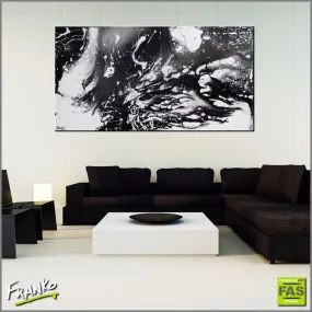 Black Marble 190cm x 100cm Black and White Abstract Painting (SOLD)