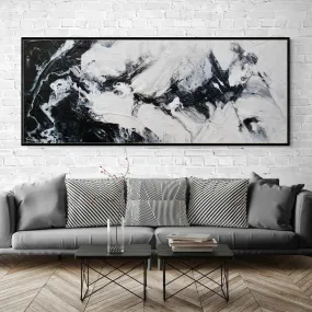 Black Pearl 200cm x 80cm Black White Textured Abstract Painting (SOLD)