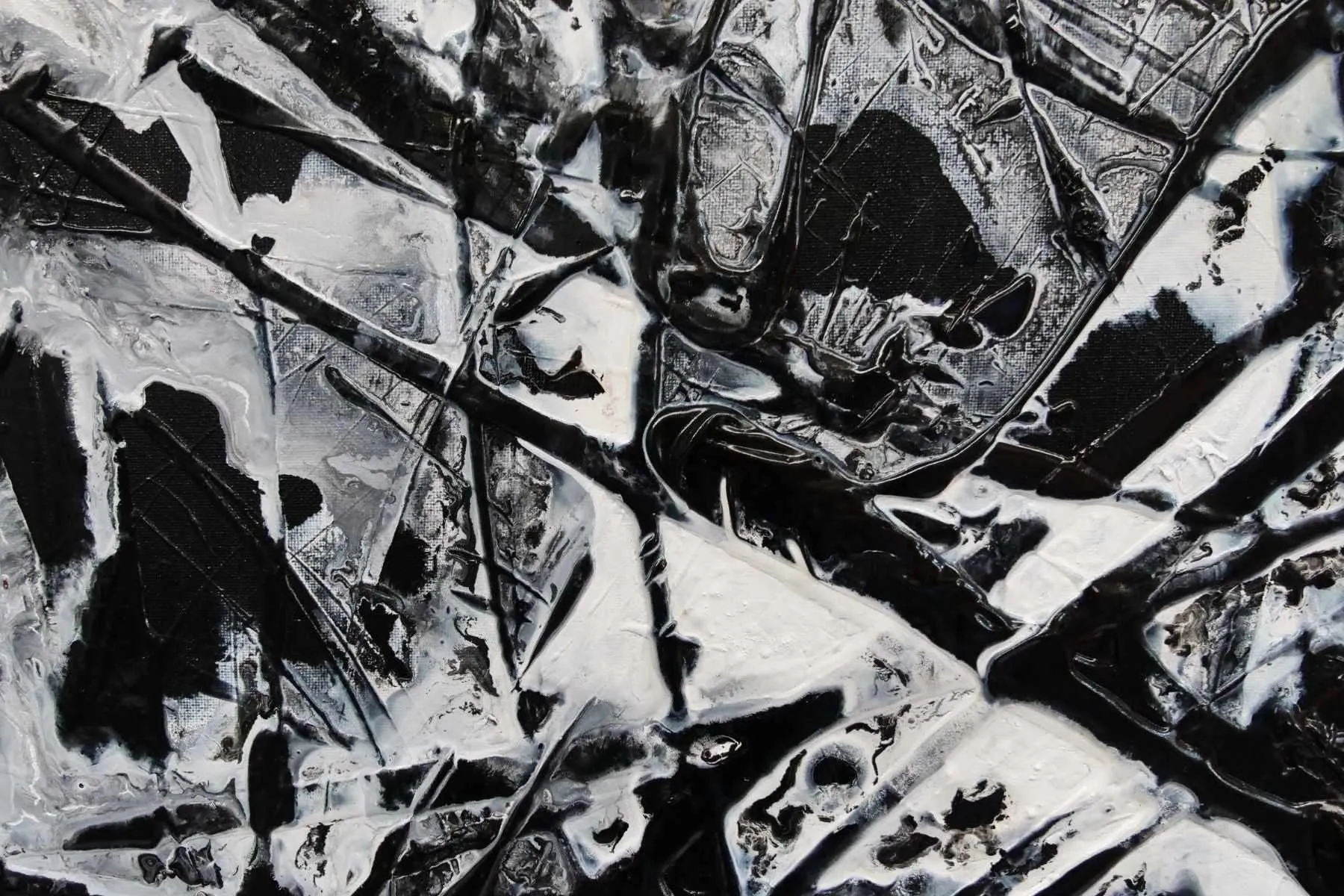 Black Sugar 160cm x 100cm Black White Textured Abstract Painting (SOLD)