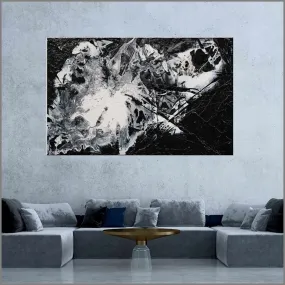Black Sugar 160cm x 100cm Black White Textured Abstract Painting (SOLD)