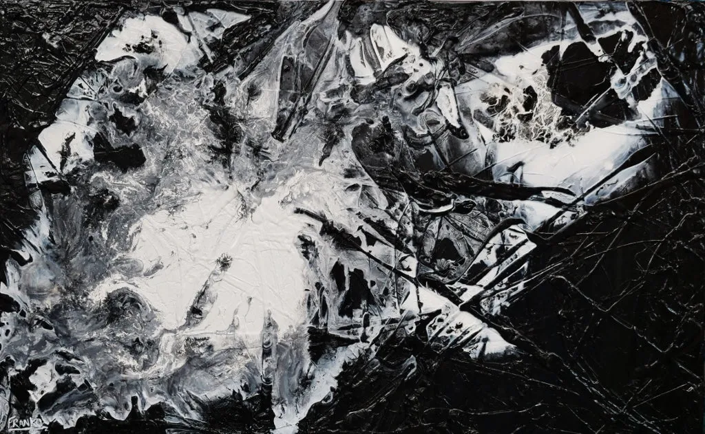 Black Sugar 160cm x 100cm Black White Textured Abstract Painting (SOLD)