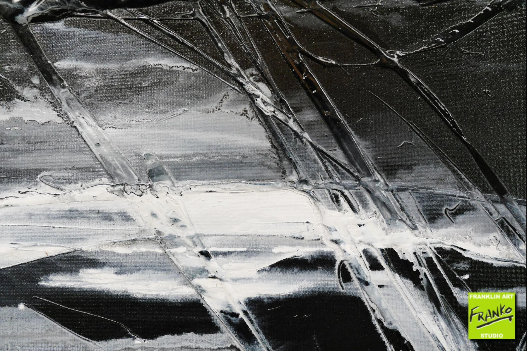 Blackish Grey 160cm x 60cm Black Grey Textured Abstract Painting (SOLD)
