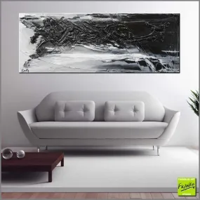 Blackish Grey 160cm x 60cm Black Grey Textured Abstract Painting (SOLD)