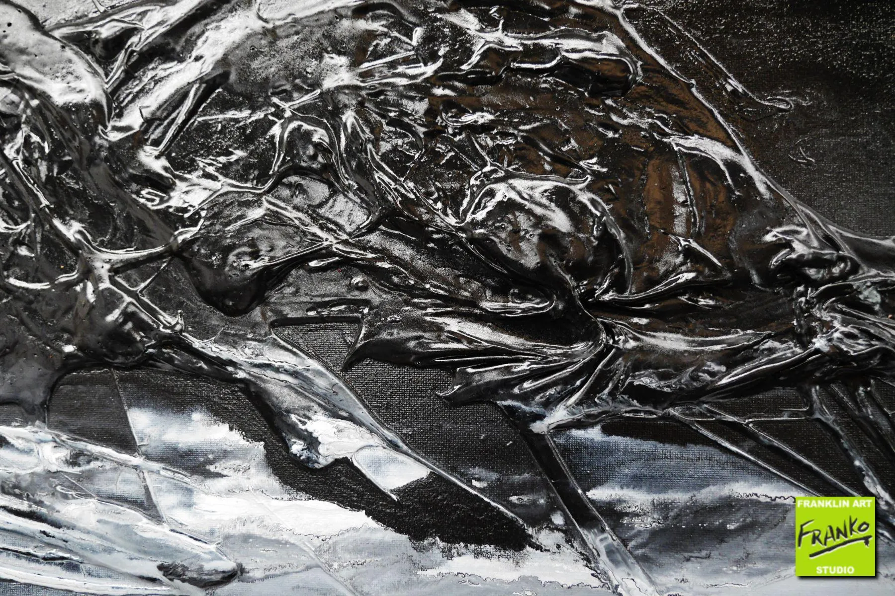 Blackish Grey 160cm x 60cm Black Grey Textured Abstract Painting (SOLD)