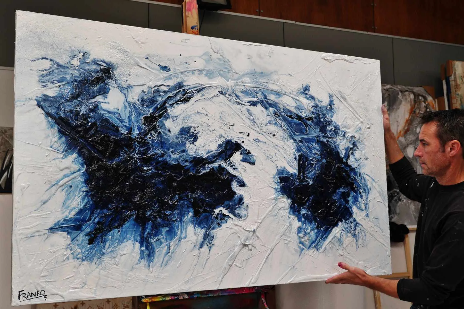 Blue Gemini 160cm x 100cm Blue White Textured Abstract Painting (SOLD)