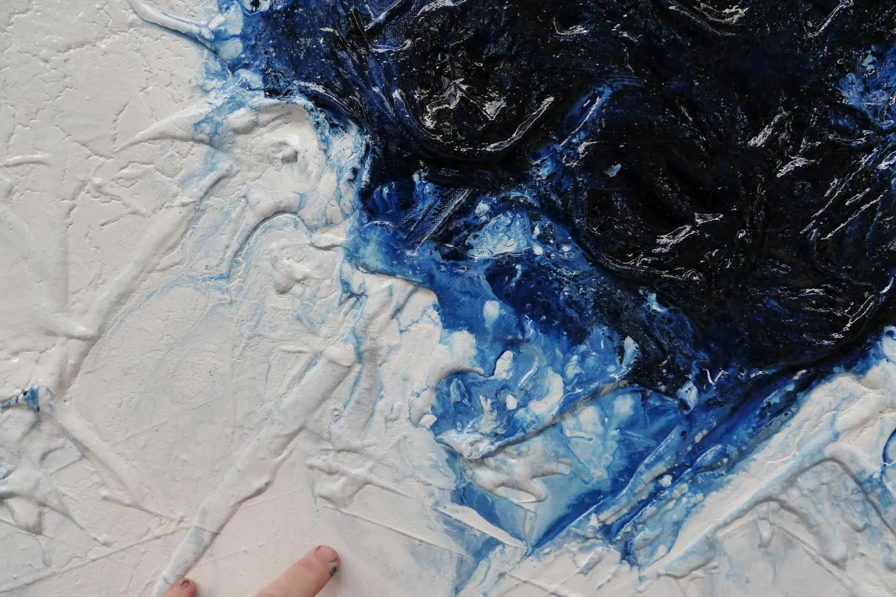 Blue Gemini 160cm x 100cm Blue White Textured Abstract Painting (SOLD)
