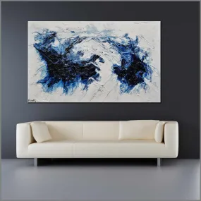 Blue Gemini 160cm x 100cm Blue White Textured Abstract Painting (SOLD)