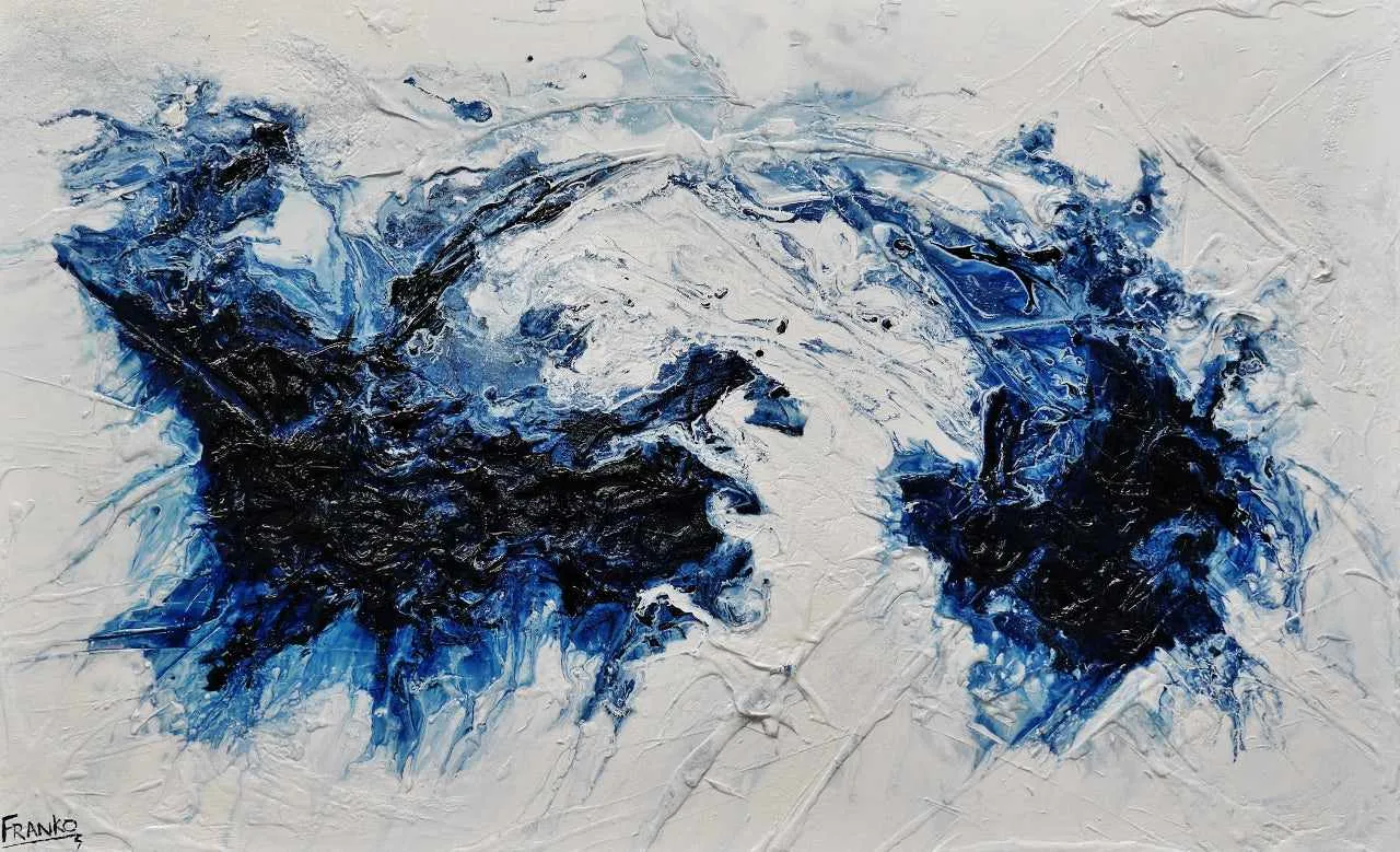 Blue Gemini 160cm x 100cm Blue White Textured Abstract Painting (SOLD)