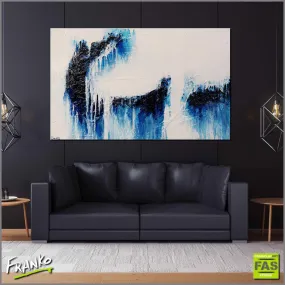 Blue Monty 160cm x 100cm Blue White Textured Abstract Painting